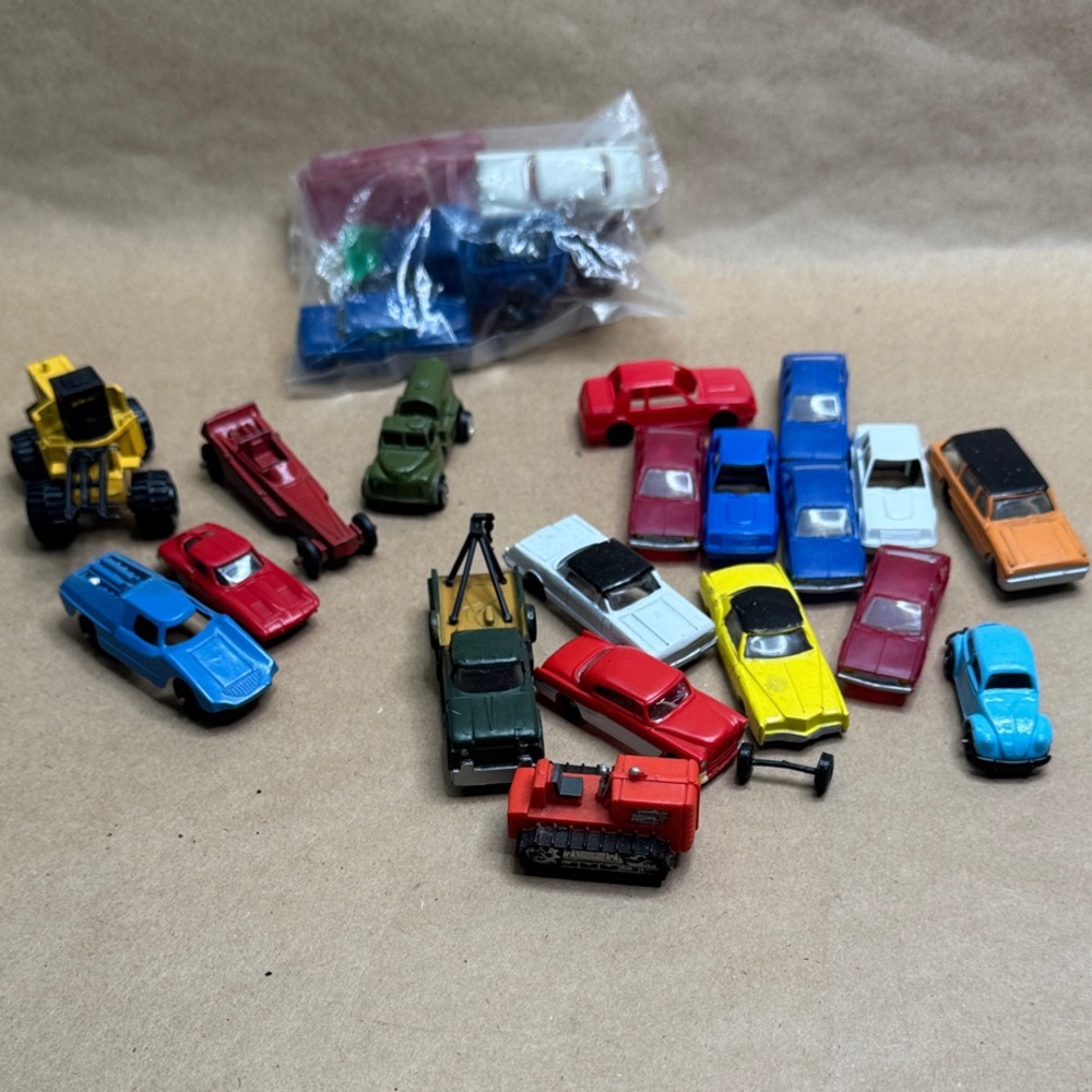 Assorted  Vintage Toy Metal & Plastic Cars Tootsie Toy Multi-Color Vehicle Set
